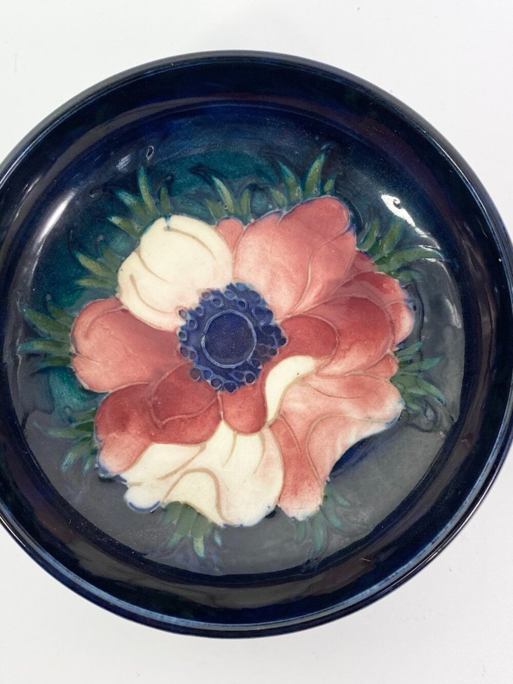 Moorcroft Art Pottery Anemone Floral Pattern Footed Bowl Signed VTG